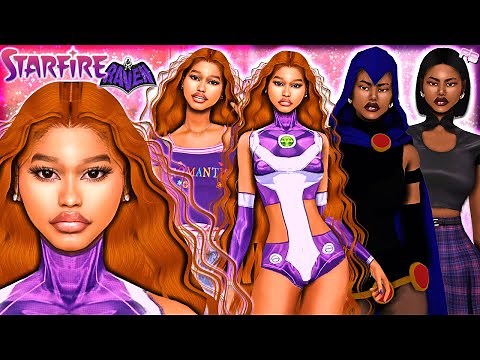 Melanated Starfire & Raven 💜💗 (Superhero & Casual Outfits) - CC FOLDER & SIM DOWNLOAD | Sims 4 CAS
