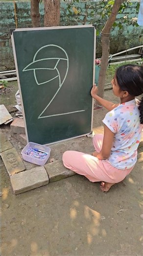 girl drawing using number 2 #shorts #art