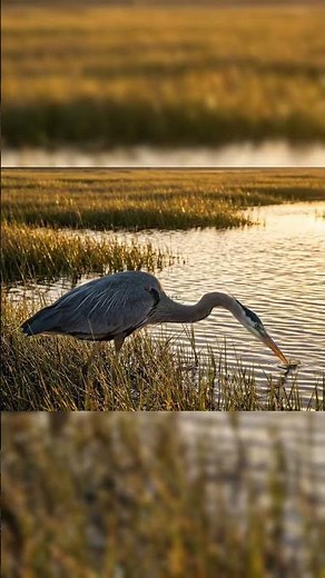 Great Blue Heron's Lightning-Fast Hunting Strike | Amazing Bird Facts #birds #wildlife #nature
