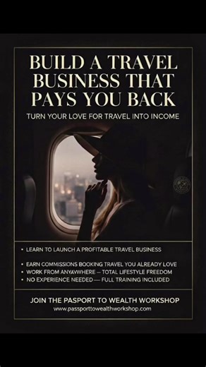✨ Attention Future Travel Partners! ✨ If you’ve been thinking about joining the travel industry, starting your own business, or creating more freedom and income on your own terms — this is EXACTLY what you’ve been waiting for! The Passport To Wealth Workshop walks you through everything step-by-step. Every question you’ve had about getting started, earning commissions, booking travel, or building a successful business… it’s all broken down clearly inside this powerful training module. 🌍 Ready t