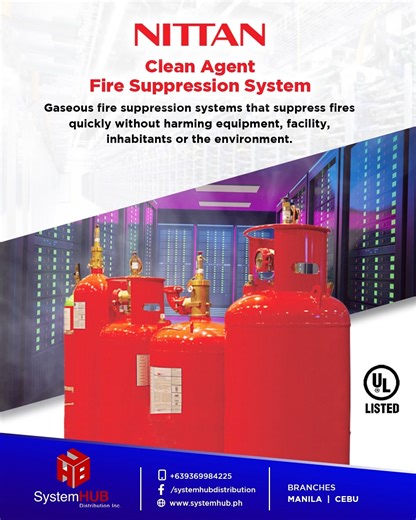 🔥 𝐏𝐫𝐨𝐭𝐞𝐜𝐭 𝐰𝐡𝐚𝐭 𝐭𝐫𝐮𝐥𝐲 𝐦𝐚𝐭𝐭𝐞𝐫𝐬 𝐰𝐢𝐭𝐡 𝐭𝐡𝐞 𝐍𝐈𝐓𝐓𝐀𝐍 𝐂𝐥𝐞𝐚𝐧 𝐀𝐠𝐞𝐧𝐭 𝐅𝐢𝐫𝐞 𝐒𝐮𝐩𝐩𝐫𝐞𝐬𝐬𝐢𝐨𝐧 𝐒𝐲𝐬𝐭𝐞𝐦 — fast, efficient, and leaves no damage behind. Safe for people, powerful against fire. Ideal for data centers, control rooms, and high-value assets. 💼 Ready to upgrade your fire safety? Let’s talk! 📞 /VIBER 0936 998 4225 📧 info@systemhubdistributor.com #NITTAN #FireSuppressionSystem #CleanAgent #ProtectWhatMatters #FireSafetySolutions #SystemHub