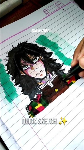 🌊 How to Draw Giyu Tomioka (Water Hashira) #shorts #demonslayer