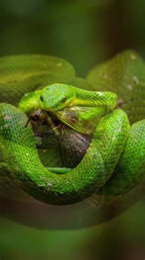 Deadly Green Snake Swallows Its Prey 🐍😳 #shorts | Vornixa Wildlife