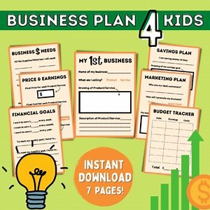 Business Plan Template for Kids, Kid Entrepreneur, Kid Business Owner,