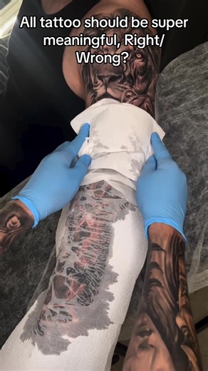 If your tattoos have a deep meaning to you, that's great, I support it, but by no means is that a necessity. The best tattoos often don't have a deep meaning, they just look cool as f**k and that's good enough for me i don't let other people tell you what they should or shouldn't be, there are no rules in this sh*t! #idaho #idahouniversity #idahotattooshop #liontattoo #idahotattooartist