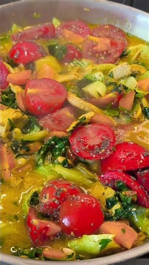May 22, 2026 Vegetable stir-fry with meat and fresh herbs.