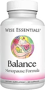 Wise Essentials Balance Menopause Formula Natural Herbal Supplement to Support PMS, Menopause & Mood – Blend with Chasteberry, Dong Quai, Black Cohosh, Red Clover, – Made in USA, 60 Capsule
