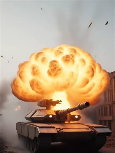 Warfare Unleashed: Tank & Massive Explosion in a Devastated City