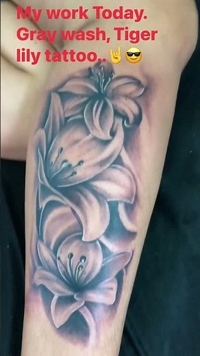 Realistic Tiger lily tattoo
