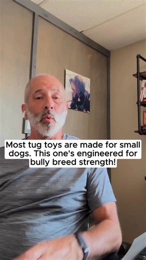 Did you know the #1 cause of dog behavioural issues is lack of mental and physical stimulation? Yes, playtime! A tired dog is a happy dog. And a happy dog is a good dog! That's why we created a toy to stand up to any breed for hours of play, month after month. Check out the toy that's guaranteed to stand up to your dog's tug or we will repair, replace, or refund your purchase. "My 115 lb Rottweiler hasn't been able to pull it out in over a year." -Barry S. 🇺🇸 Shipped from Missouri 👨‍👩‍👧‍👦 