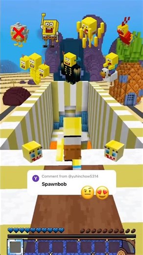 Will SpongeBob survive in Minecraft map? 😍😭 #minecraft #spongebob