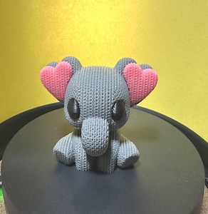 Elephant With Heart Ears, Knitted Pattern – 3D Printed Elephant-inspired Figurine - Etsy