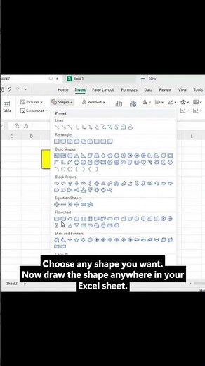 How to Insert Shapes in Excel | Create & Format Shapes Easily #excel #ytshorts #youtube #exceltricks