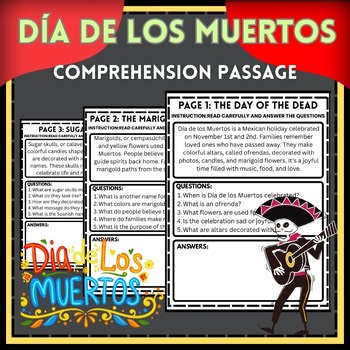 Día de los Muertos Literacy Activities|Bilingual Reading Comprehension & Culture