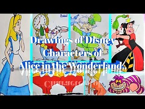 How to draw Disney Characters of Alice in Wonderland. Disney Character Easy Drawings. Easy cartoons