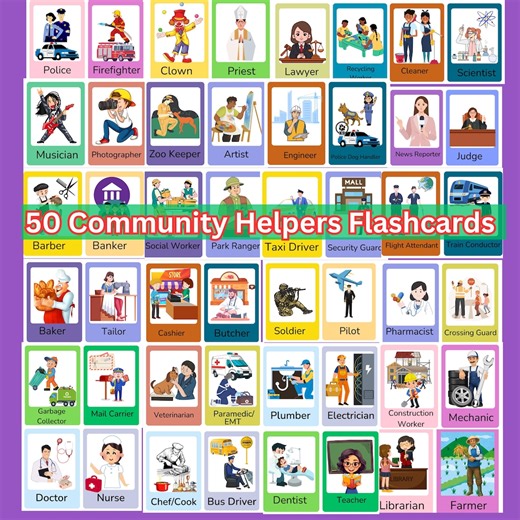 Printable Jobs Occupation Flashcards for Kids, Early Learning PDF Cards for Toddlers, Preschool & Homeschool Use Digital Download - Etsy