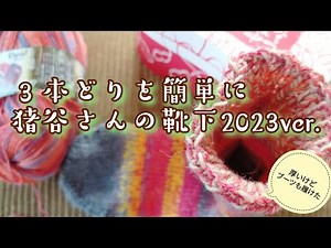 【猪谷さんの靴下🧦】4,5mm8号針でより柔らかく、3本どりも簡単に🎶23,5cm
