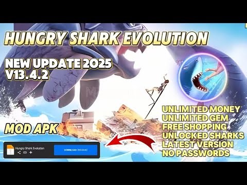 Hungry Shark Evolution 13.4.2 Mod Apk Unlimited Coins Unlimited Gem TERBARU 2025