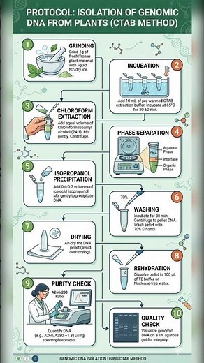 Step-by-step visual guide for extracting plant genomic DNA using CTAB.