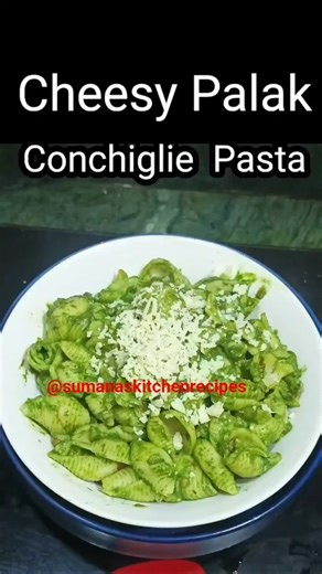 Cheesy Palak Conchiglie Pasta recipe 😋#shorts #heathybreakfast #spinachconchigliepasta#pastalover 😋😋