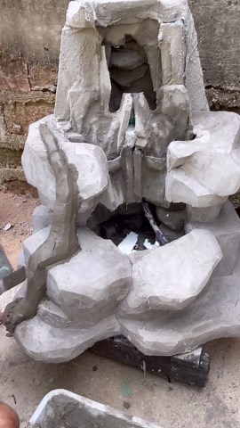 Transforming Styrofoam into a Stunning Waterfall Feature