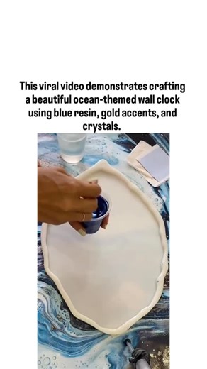 bio life 🧬 on Instagram: "This viral video demonstrates crafting a beautiful ocean-themed wall clock using blue resin, gold accents, and crystals. In a captivating display of creativity that's taking social media by storm, a talented artist has shared a step-by-step video on crafting a stunning wall clock inspired by the deep blue ocean. Posted on X by user @Newaysisi , the clip has racked up over 668,000 views in just days, with fans praising its beauty and ingenuity. The process begins with a