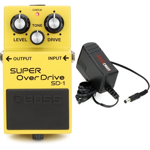 Boss SD-1 Super Overdrive Pedal with Cable and Power Supply