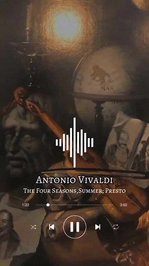 is a group of four violin concerti by Italian composer Antonio Vivaldi, each of which gives musical expression to a season of the year. These were composed around 1718–1720, when Vivaldi was the court chapel master in Mantua. They were published in 1725 in Amsterdam, together with eight additional concerti, as Il cimento dell'armonia e dell'inventione (The Contest Between Harmony and Invention). #antoniovivaldi #vivaldi #vivaldisummer #thefourseasons #classicalmusic #music #art #violin #fyp #fyp