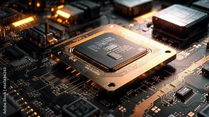 Computer cpu circuit chip technology AI zoom in