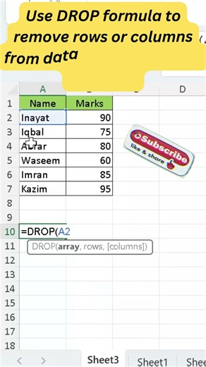 Excel DROP Formula – Remove Rows Instantly!#Excel #ExcelTips #ExcelFormula #MSExcel #ExcelLearning