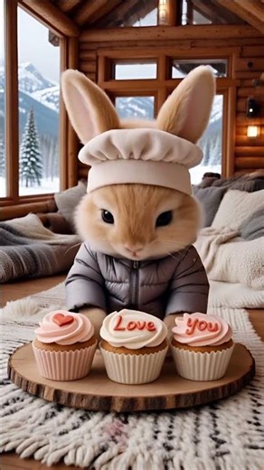 Cute Rabbit Says Happy Birthday with Love and Cake#cuterabbit#happybirthday #iloveyou#birthdaybunny