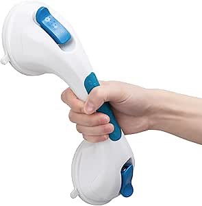 LEVERLOC Grab Bars for Bathtubs and Showers, Handicap Grab Bars with Two Suction Cup, Easy to Install and Remove Bathroom Shower Grab Bar for Seniors, Suction Shower Handle for The Elderly, 12inch…