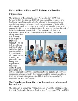Universal Precautions in CPR & EMS Education Reading Passage and x 10 Questions