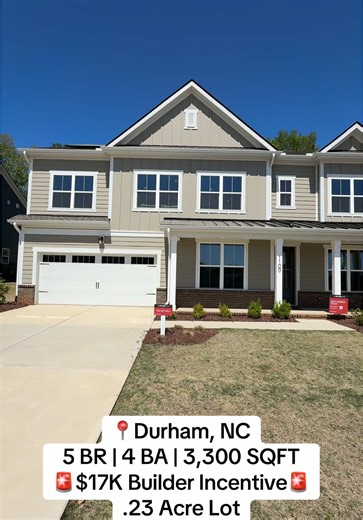 New Construction Home in Durham with $17K Incentive