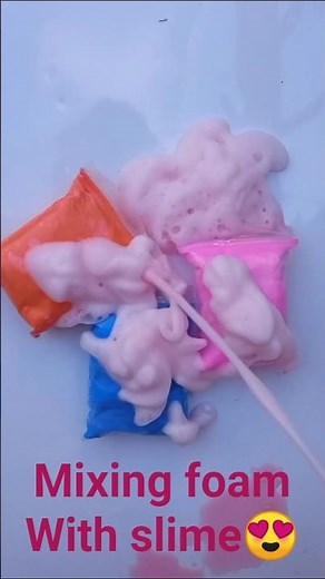 Mixing Foam + Slime = Fluffy Magic ✨ | Satisfying Transformation #shorts