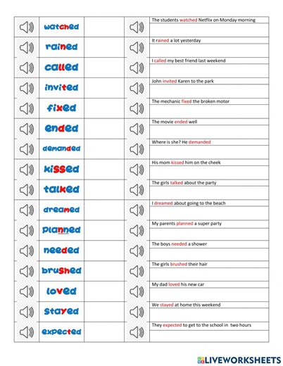 ed pronunciation interactive activity