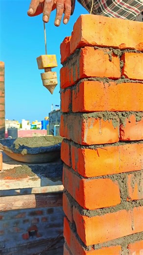 Straightening a Wall Pillar Using a Plumb Tool 🔧 #shorts #construction