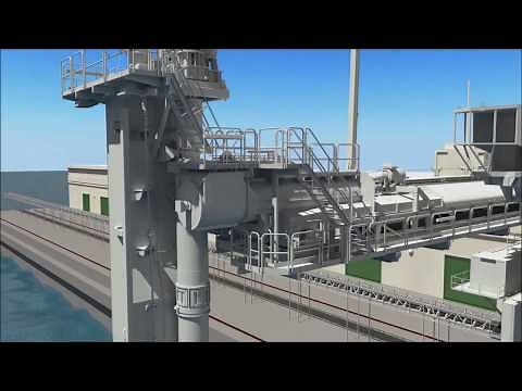 Siwertell continuously ship unloader in action