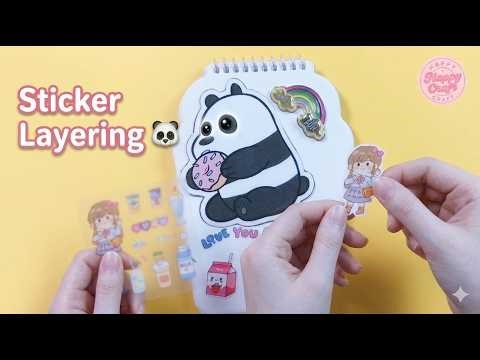 Aesthetic Sticker Layering 🐼 | Mini Notebook Design (Bear Inspired Papercraft)