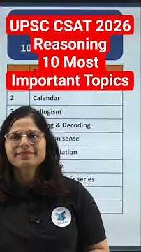 UPSC CSAT Important Topics for Reasoning | UPSC CSAT Syllabus 2026 |UPSC Prelims Syllabus Topic Wise