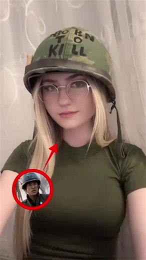 Private Joker joked too hard and he became sadly a woman many such cases unfortunately Helmet was made by me, it’s a repro shell from amazon. Shirt is an original XXS US army OD fatigue shirt dated 1970. Yes, Private Joker wears actual gear and yes I do have some of it but I do not own a flak vest and I just didn’t wanna not wear one for a USMC cosplay so I wore no gear at all #fullmetaljacket #vietnamwar #stanleykubrick #military #militaria