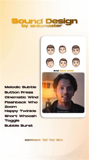 Ai Skills Master | SkillsMaster on Instagram: "Comment “SD” For Drive Link✅ Want to make your edits sound cinematic and professional? 🎧 In this reel, we’re revealing how we design sound step-by-step — from layering ambient effects to syncing cinematic hits! 💥 Plus, get our FREE Sound Effect Drive Link and use them in your own edits 🎁 Perfect for video editors who want to level up their sound design game 🔥 🎬 Watch, Learn & Download — all in one reel. sound design tutorial, sound effects for 