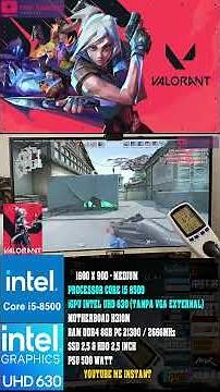 VALORANT PAKAI INTEL CORE I5 8500 DAN iGPU INTEL GRAPHICS UHD 630 #pcmurah #intelhdgraphics
