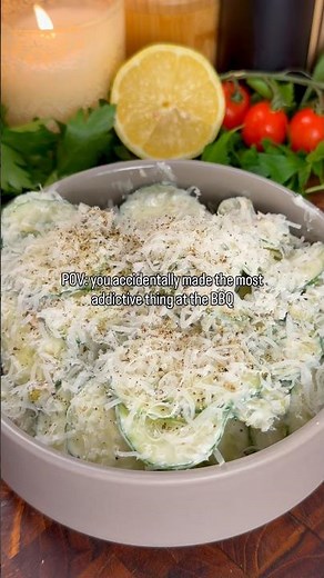 Creamy Caesar Cucumber Salad! Recipe in description! Follow for more! #recipe #summercooking