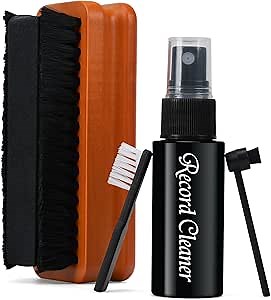 4in1 Vinyl Record Cleaner Kit, Vinyl Records Cleaning Kit for Records Albums, Includes 2in1 Velvet & Microfiber Brush, XL Cleaning Liquid, Duster & Turntable Stylus Brush