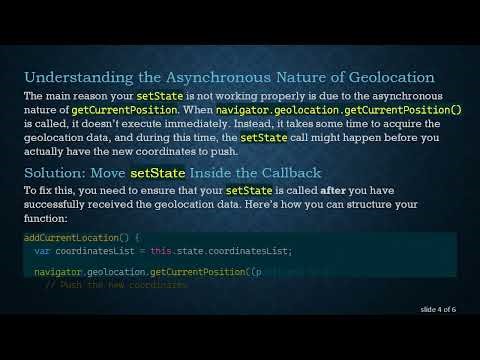 Fixing Geolocation Not Updating State in ReactJS