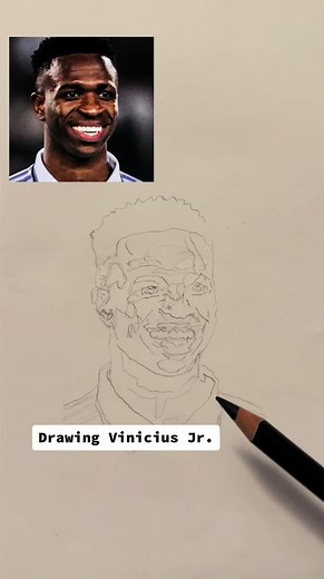 Quick sketch of Vinicius Jr. ⚽️ ✍🏽 who should I draw next? 👀 #soccer #futbol #viniciusjunior #worldcup #realmadrid #artist #artwork #sketch #drawing #talent