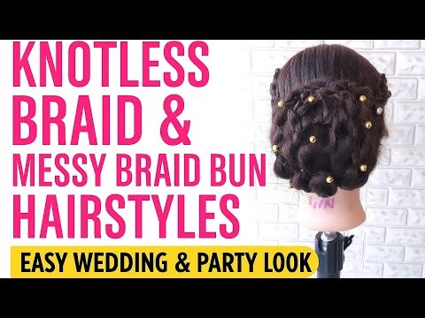Knotless Braid & Messy Braid Bun Hairstyles | Easy Wedding & Party Look
