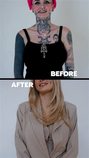 8.5K views · 59 reactions | Part 3/3: From tatted goth to corporate glam - my mom started crying  #tattoo #makeover #softglam #transformed | Glow Morph | Facebook