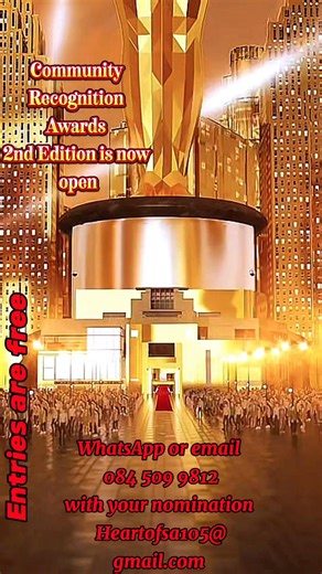 Dear Valued Community Member I am pleased to announce that the Heart of SA Community Recognition Awards 2nd Edition is now open for nominations. This prestigious program acknowledges and celebrates outstanding women making a profound impact in their communities and business sector across all areas. This award is open to all areas not just KwaDukuza. I invite you to nominate exceptional game changers who embody the spirit of community service and excellence. To nominate, please provide the nomine